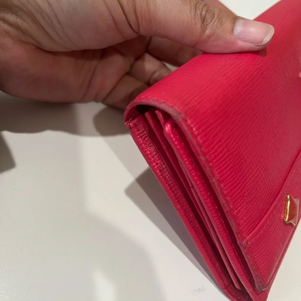 MCM DARK PINK LONG TRIFOLD WALLET